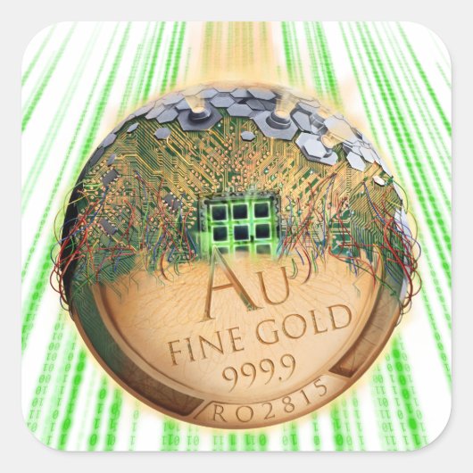 Future Money Quadratischer Aufkleber (Vorderseite)