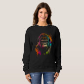 Future Monkey Dj Retro Party Gorilla Dj Synthwave Sweatshirt (Vorne ganz)