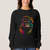 Future Monkey Dj Retro Party Gorilla Dj Synthwave Sweatshirt (Vorderseite)