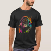 Future Monkey Dj Retro Party Gorilla Dj Synthwave T-Shirt (Vorderseite)
