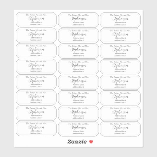 Future Mr and Mrs Return Address Transparent  Aufkleber (Blatt)