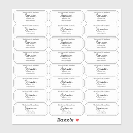 Future Mr and Mrs Return Address Transparent  Aufkleber (Blatt)