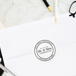 Future Mr and Mrs Round Wedding Return Address  Runder Aufkleber