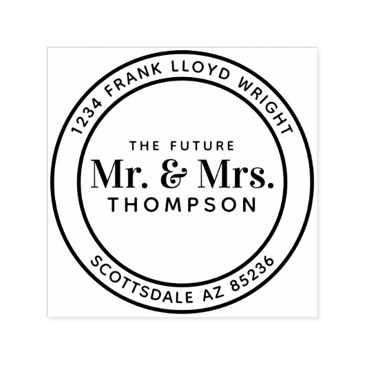 Future Mr. and Mrs Round Wedding Rücksendeadresse Permastempel (Design)