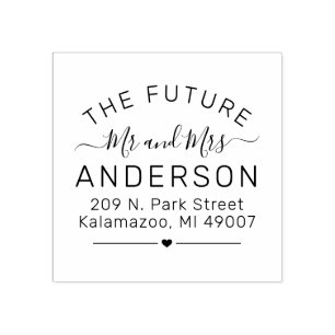Future Mr. and Mrs. Script Wedding Rücksendeadress Gummistempel