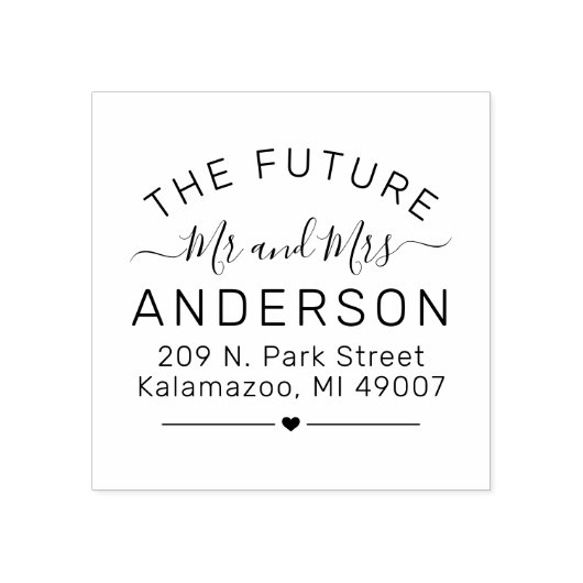 Future Mr. and Mrs. Script Wedding Rücksendeadress Gummistempel (Prägung)