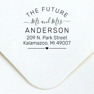 Future Mr. and Mrs. Script Wedding Rücksendeadress Permastempel