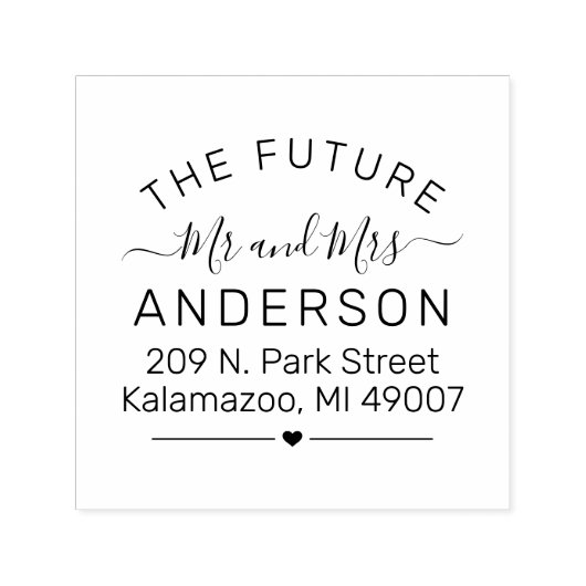 Future Mr. and Mrs. Script Wedding Rücksendeadress Permastempel (Design)
