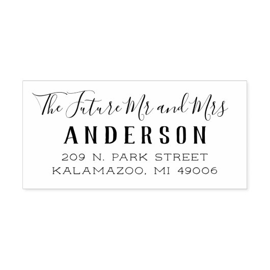 Future Mr. and Mrs. Script Wedding Rücksendeadress Permastempel (Design)