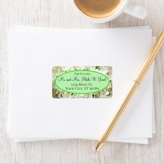 "Future Mr. and Mrs." White Hydrangea Adressaufkleber (Insitu)