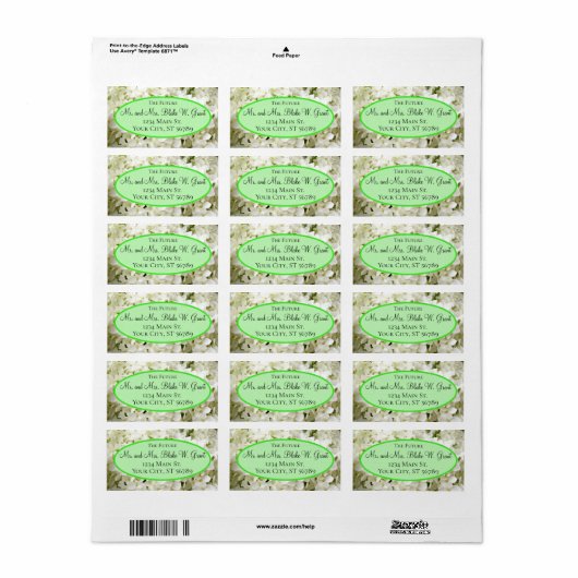 "Future Mr. and Mrs." White Hydrangea Adressaufkleber (Vorne)