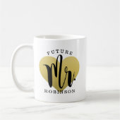 Future Mr Gold Heart Custom Wedding Monogram Kaffeetasse (Links)