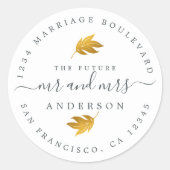Future Mr. Gold Leaf Wedding Rücksendeadresse Runder Aufkleber (Vorderseite)