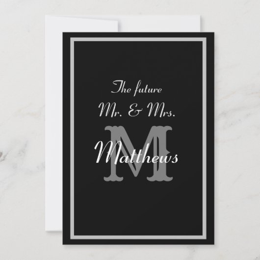 Future Mr. Monogram Elegant Wedding Einladungen (Vorderseite)