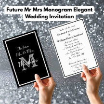 Future Mr. Monogram Elegant Wedding Einladungen