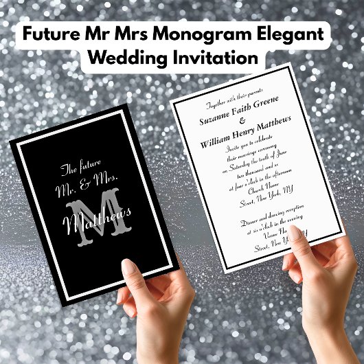 Future Mr. Monogram Elegant Wedding Einladungen