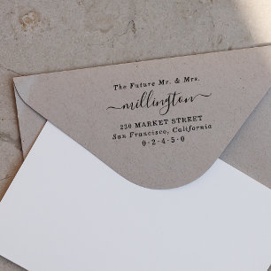 Future Mr. & Mrs. Elegant Script Name Rücksendeadr Gummistempel