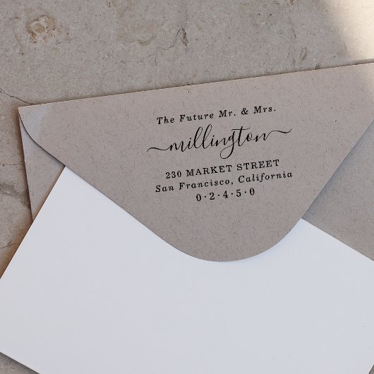 Future Mr. & Mrs. Elegant Script Name Rücksendeadr Gummistempel