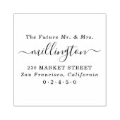 Future Mr. & Mrs. Elegant Script Name Rücksendeadr Gummistempel (Prägung)