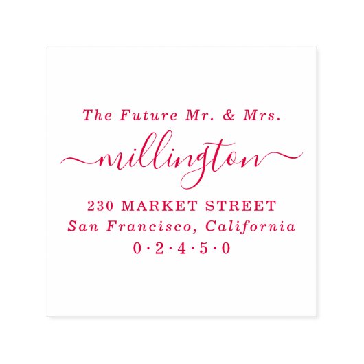 Future Mr. & Mrs. Elegant Script Name Rücksendeadr Permastempel (Design)