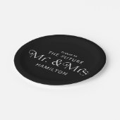 Future Mr & Mrs Engagement Party Black Pappteller (Schrägansicht)