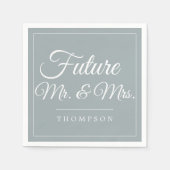 Future Mr & Mrs Engagement Party Dusty Blue Paper Serviette (Vorderseite)
