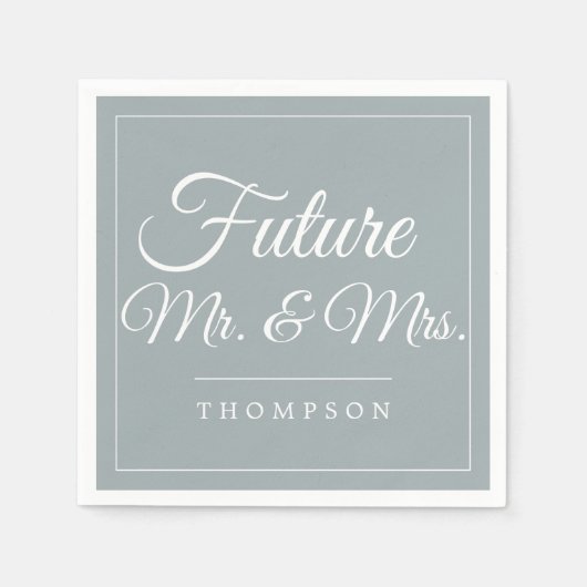 Future Mr & Mrs Engagement Party Dusty Blue Paper Serviette (Vorderseite)