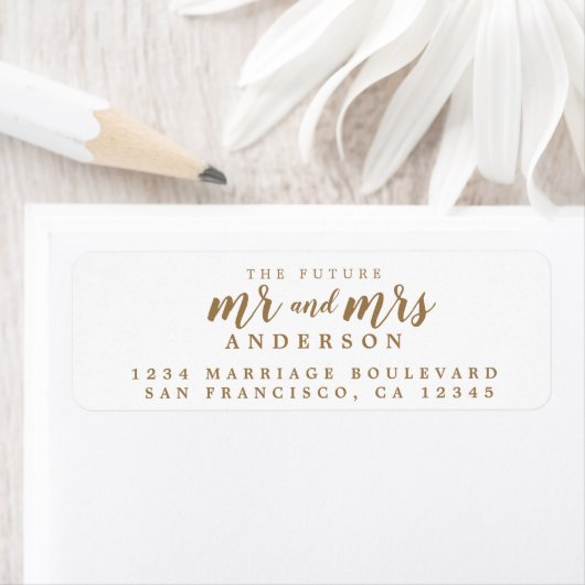 Future Mr. Mrs. Gold Ink Script Rücksendeadresse (Insitu)