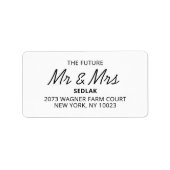 Future Mr & Mrs Modern Wedding Party Personalisier Adressaufkleber (Vorne)