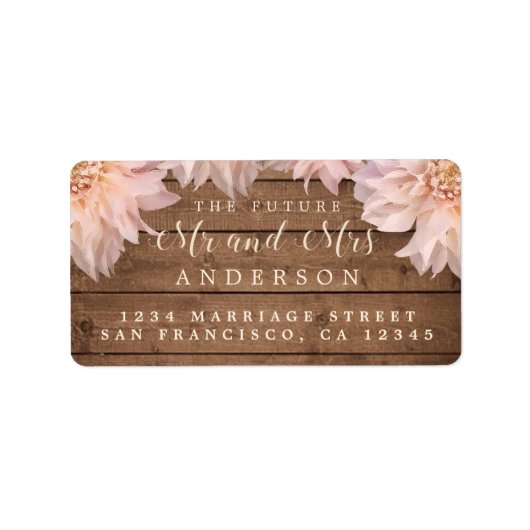 Future Mr Pink Floral Wood Wedding Address Labrado Adressaufkleber (Vorne)