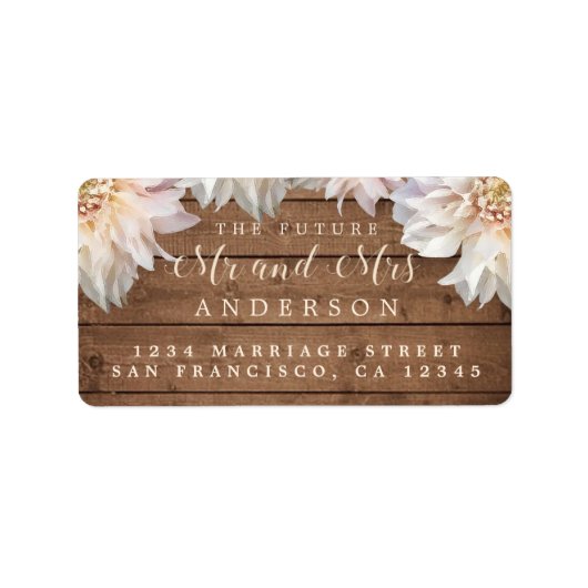Future Mr Pink Floral Wood Wedding Address Labrado Adressaufkleber (Vorne)