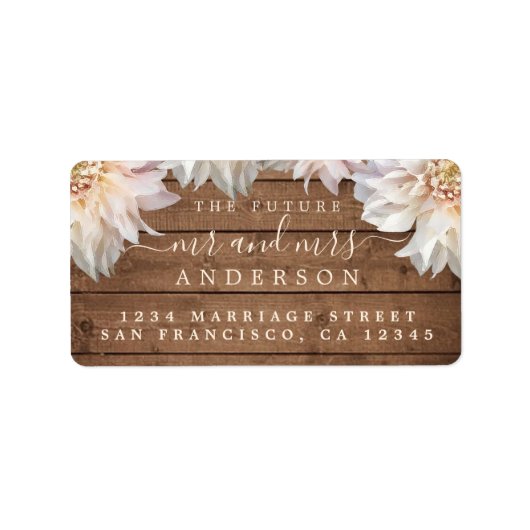 Future Mr Pink Floral Wood Wedding Address Labrado Adressaufkleber (Vorne)
