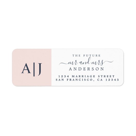 Future Mr. Pink Monogram Wedding Rücksendeadresse (Vorne)