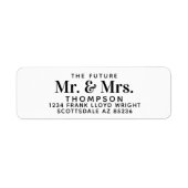 Future Mr. und Mrs. Stylish Wedding Rücksendeadres (Vorne)