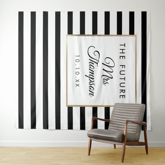 Future Mrs Black Stripe Brautparty Foto Prop Wandteppich (Beispiel (Horizontal))