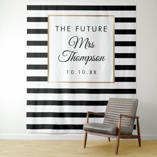 Future Mrs Black Stripe Brautparty Foto Prop Wandteppich (Beispiel)