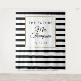 Future Mrs Black Stripe Brautparty Foto Prop Wandteppich