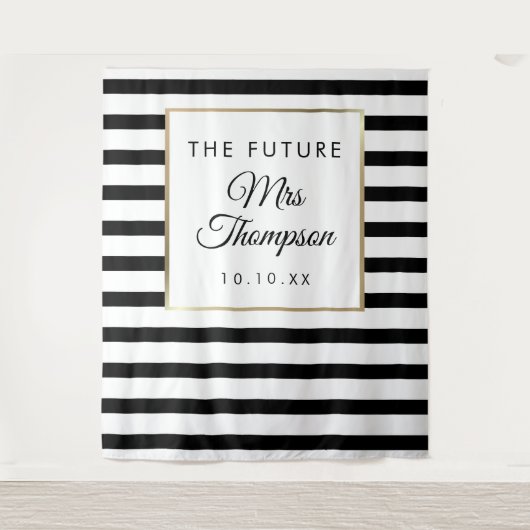 Future Mrs Black Stripe Brautparty Foto Prop Wandteppich (Vorderseite)