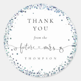 Future Mrs Blue Glitzer Brautparty Vielen Dank Runder Aufkleber