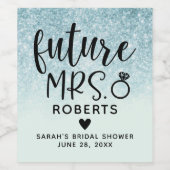 Future Mrs Blue Glitzer Brautparty Weinetikett (Einzelnes Label)