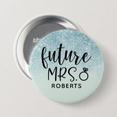 Future Mrs Blue Glitzer Button (Vorne & Hinten)