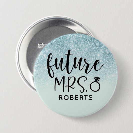 Future Mrs Blue Glitzer Button (Vorne & Hinten)