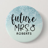 Future Mrs Blue Glitzer Button (Vorderseite)