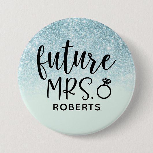 Future Mrs Blue Glitzer Button (Vorderseite)