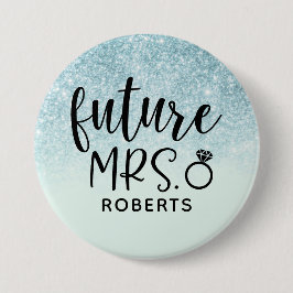 Future Mrs Blue Glitzer Button