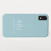 Future Mrs Blue Glow Chic Script Bride Geschenk Case-Mate iPhone Hülle (Rückseite (Horizontal))
