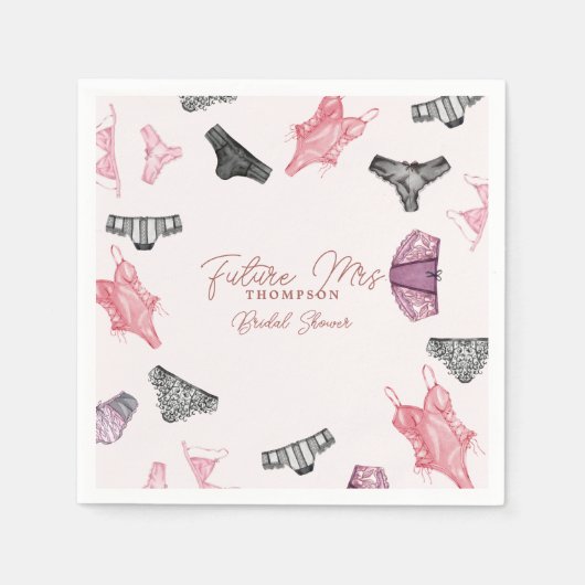 Future Mrs Blush Lingerie Brautparty Paper Serviette (Vorderseite)