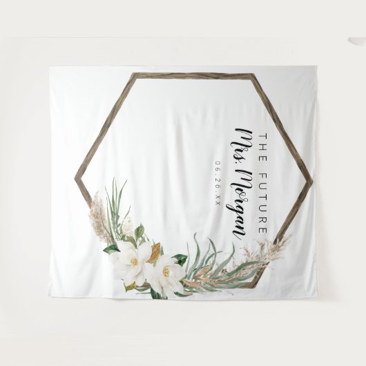 Future Mrs Brautparty Backdrop Bohemisch Wreath Wandteppich (Vorderseite (Horizontal))