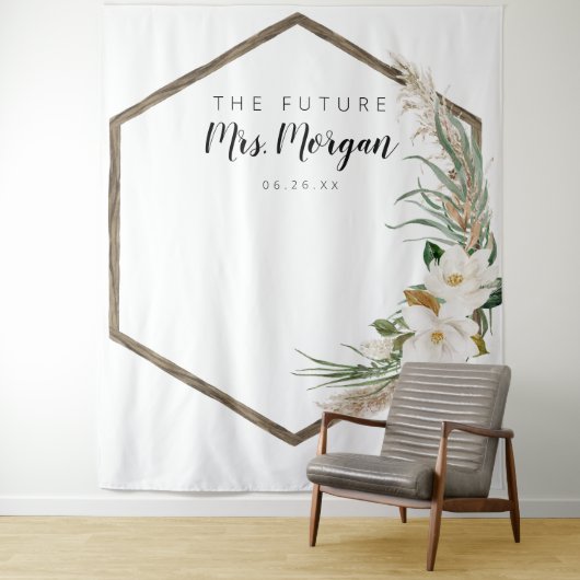 Future Mrs Brautparty Backdrop Bohemisch Wreath Wandteppich (Beispiel)