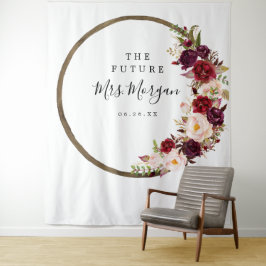 Future Mrs Brautparty Backdrop Boho Burgundy Wandteppich
